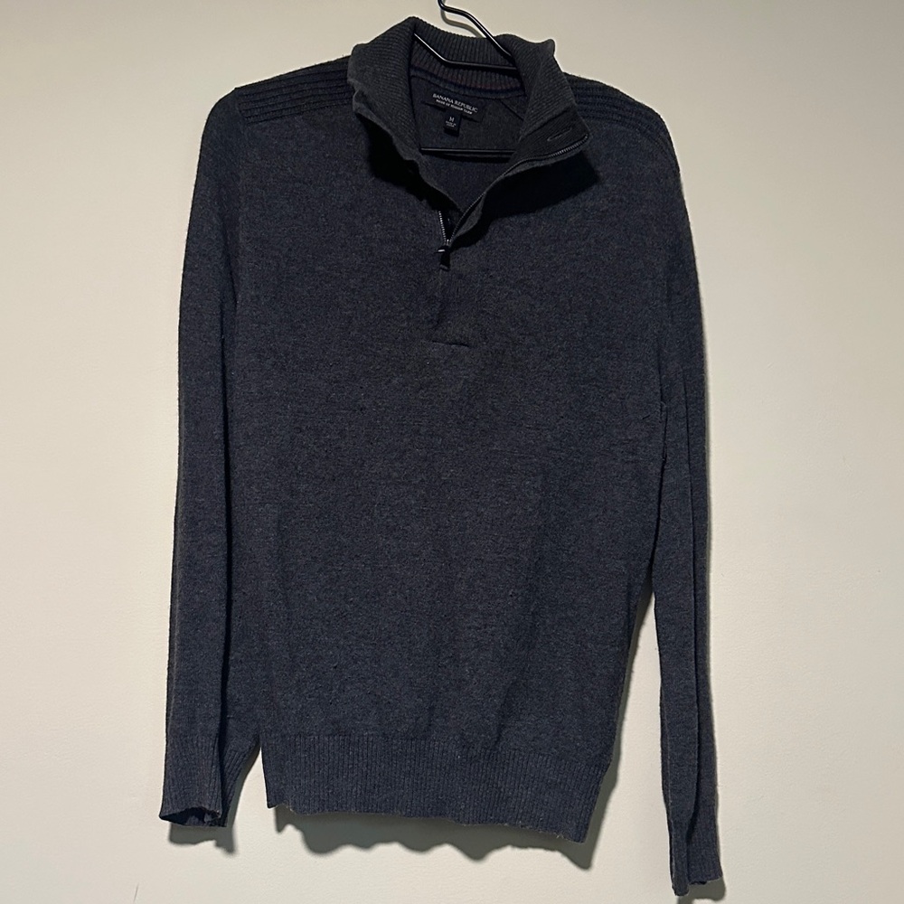 Banana Republic Men's Dark Gray Zip-Up Sweater